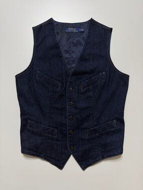 Polo Ralph Lauren Denim Buttonup Waist Coat Vest Womens 2 Blue